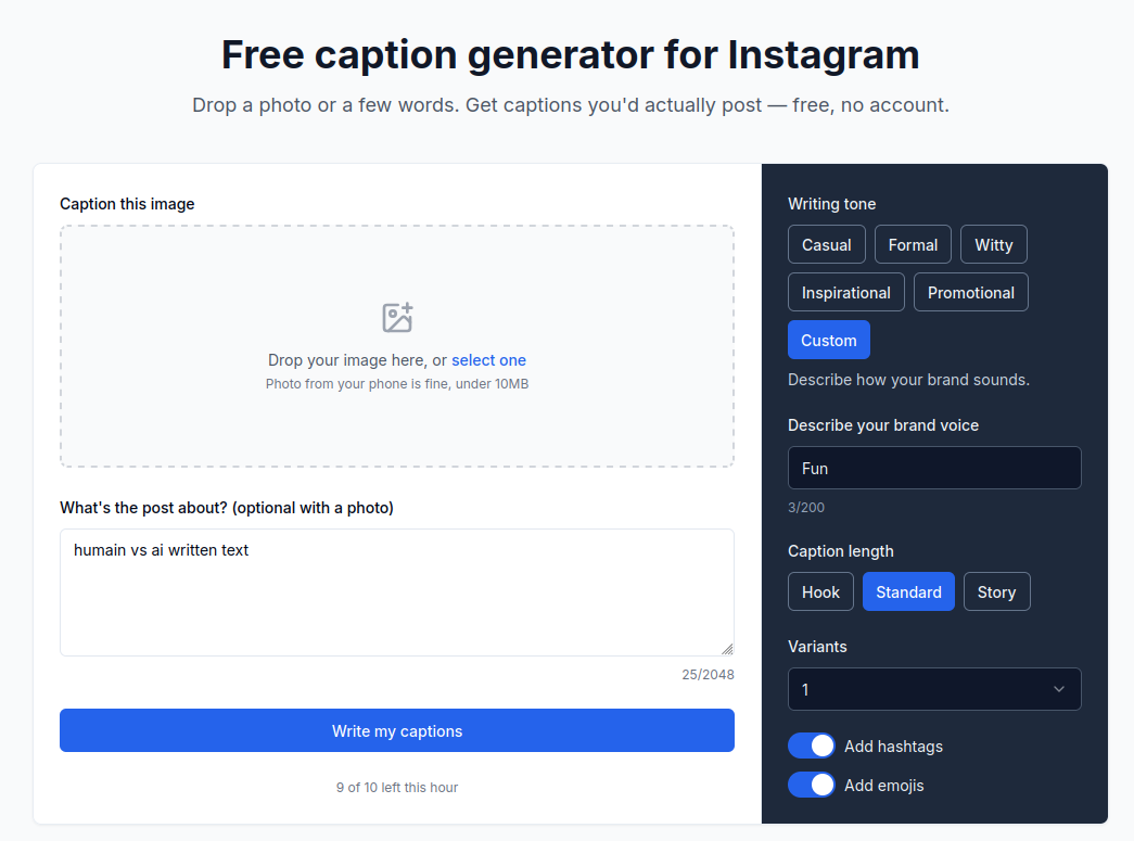 askify free caption generator for instagram